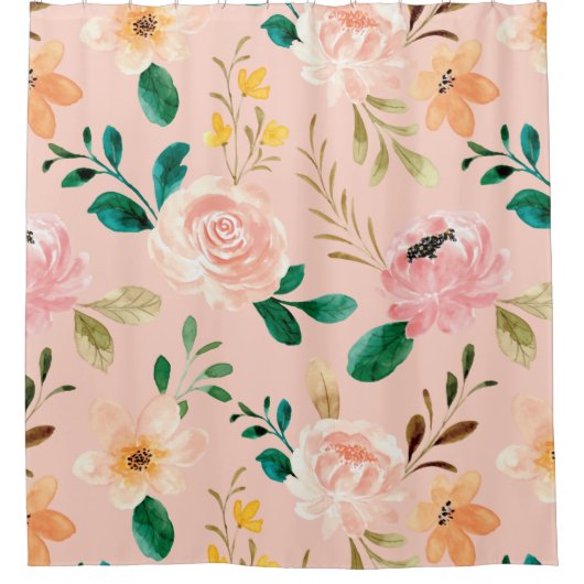 Rosa Vintage Blume Duschvorhang (Vorderseite)