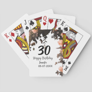 Rosa Vintage-Blume moderner 30. Geburtstag  Spielkarten
