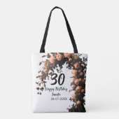 Rosa Vintage-Blume moderner 30. Geburtstag Tasche (Rückseite)