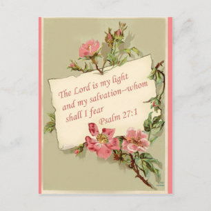 Rosa Vintage-Blumen Bibelvers Postkarte