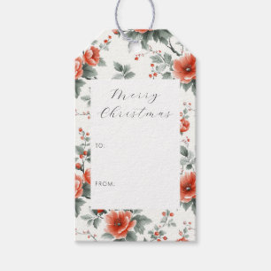 Rosa Vintage-Blumen Geschenkanhänger