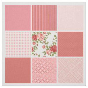 Rosa Vintage-Blumen-Quilt Stoff