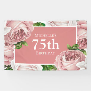 Rosa Vintage-Blumen zum 75. Geburtstag Banner