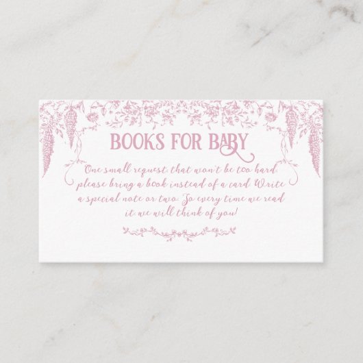 Rosa Vintage Blumenbücher Kindermädchen Kinderdusc Begleitkarte (Vorderseite)