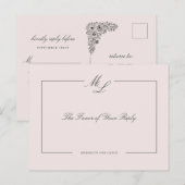 Rosa Vintage blumenförmige Antwort Einladungspostkarte (Vorne/Hinten)