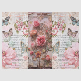 Rosa Vintage Blumengrunge Decoupage Seidenpapier