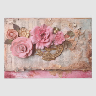 Rosa Vintage Blumengrunge Decoupage Seidenpapier