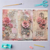 Rosa Vintage Blumengrunge Decoupage Seidenpapier (Basteln)