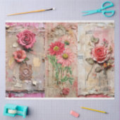 Rosa Vintage Blumengrunge Decoupage Seidenpapier (Basteln)