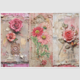 Rosa Vintage Blumengrunge Decoupage Seidenpapier