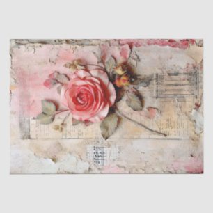 Rosa Vintage Blumengrunge Decoupage Seidenpapier