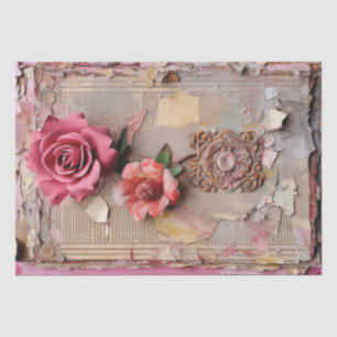 Rosa Vintage Blumengrunge Decoupage Seidenpapier