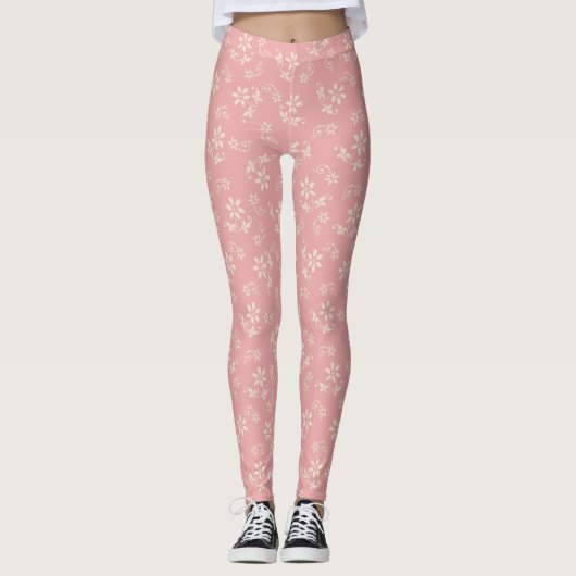 Rosa Vintage BlumenLeggings Leggings (Vorderseite)