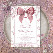 Rosa Vintage-Blumenmädchen Erste Heilige Kommunion