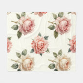 Rosa Vintage-Blumenmuster in Rosa Fleecedecke (Vorderseite (Horizontal))