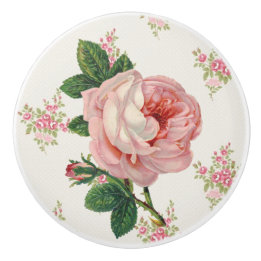 Rosa Vintage-Blumenmuster Keramikknauf