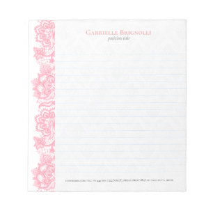 Rosa Vintage Blumenspitze Notizblock