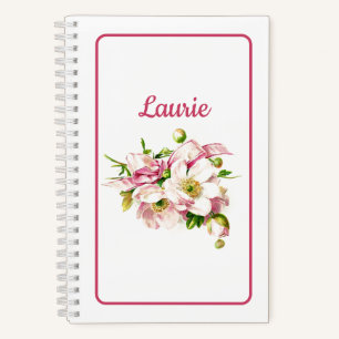 Rosa Vintage-Blumenstrauß-Name-Notizbuch Notizblock