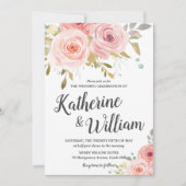 Rosa Vintage Blumenzitterung Einladung (Vorderseite)