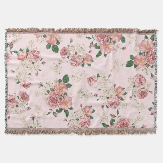 Rosa Vintage Blüte Decke (Vorderseite)