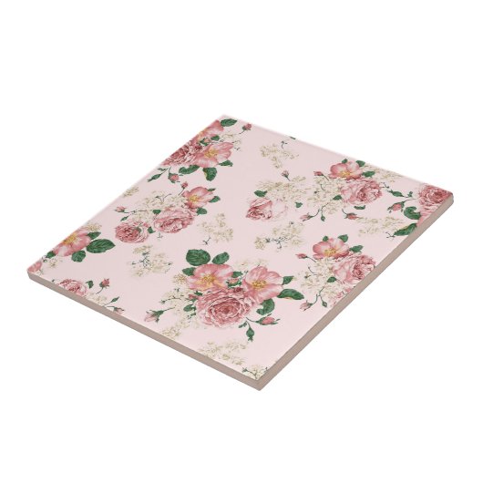 Rosa Vintage Blüte  Fliese (Seite)