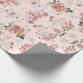 Rosa Vintage Blüte Geschenkpapier (Ecke)