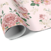 Rosa Vintage Blüte Geschenkpapier (Rolleneckpunkt)