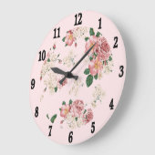 Rosa Vintage Blüte  Große Wanduhr (Winkel)