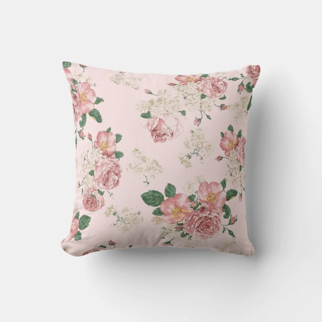 Rosa Vintage Blüte  Kissen (Vorderseite)