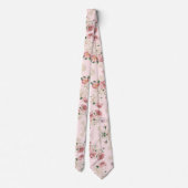 Rosa Vintage Blüte Krawatte (Rückseite)