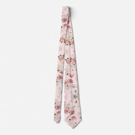 Rosa Vintage Blüte Krawatte (Rückseite)