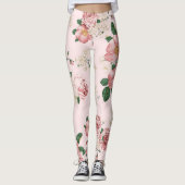 Rosa Vintage Blüte Leggings (Vorderseite)