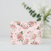 Rosa Vintage Blüte Postkarte (Stehend Vorderseite)