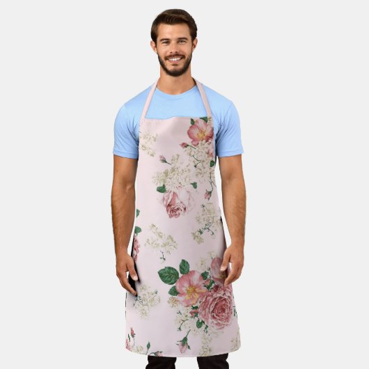 Rosa Vintage Blüte  Schürze (Getragen)