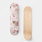 Rosa Vintage Blüte Skateboard (Vorderseite)