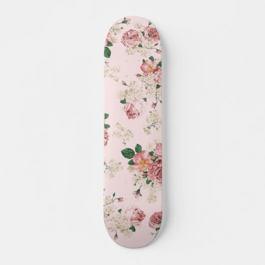 Rosa Vintage Blüte Skateboard (Vorne)