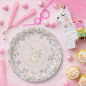 Rosa Vintage Blütendusche Pappteller (Party)