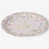 Rosa Vintage Blütendusche Pappteller (Schrägansicht)