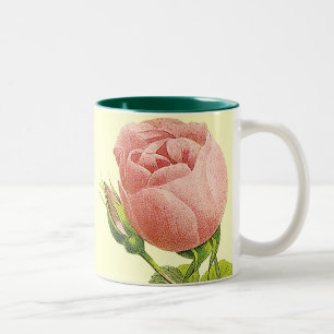 Rosa Vintage-Botanik-Rosen-Kaffeetasse Zweifarbige Tasse