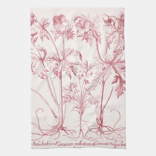 Rosa Vintage botanische Kunst Geschirrtuch (Vertikal)