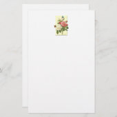 Rosa Vintage botanische Rose Briefpapier (Vorne/Hinten)