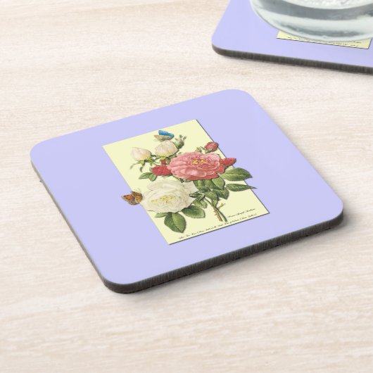 Rosa Vintage botanische Rose Untersetzer (Linke Seite)