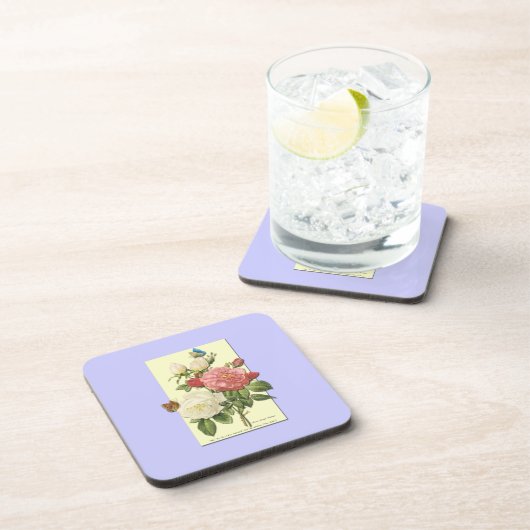 Rosa Vintage botanische Rose Untersetzer (Rechte Seite)