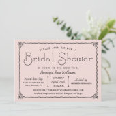 Rosa Vintage Brautparty-Einladungen Einladung (Stehend Vorderseite)