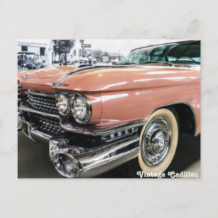 Rosa Vintage Cadillac Postkarte