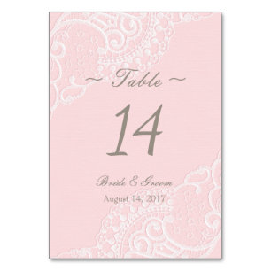 Rosa Vintage Chic Elegante Tischnummer aus Spitze