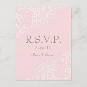 Rosa Vintage Chic Eleganz Hochzeit RSVP Einladungspostkarte