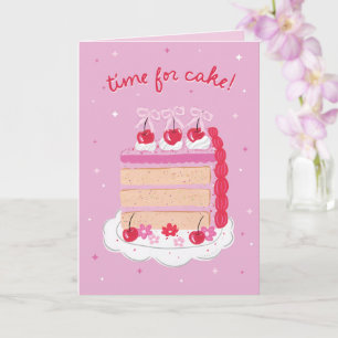 Rosa Vintage Coquette Cherry Cake Geburtstag Karte