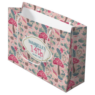 Rosa Vintage Cottagecore Pilz Geburtstag Große Geschenktüte