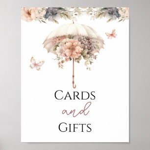 Rosa Vintage Dach-Duschkarten und Geschenke Poster